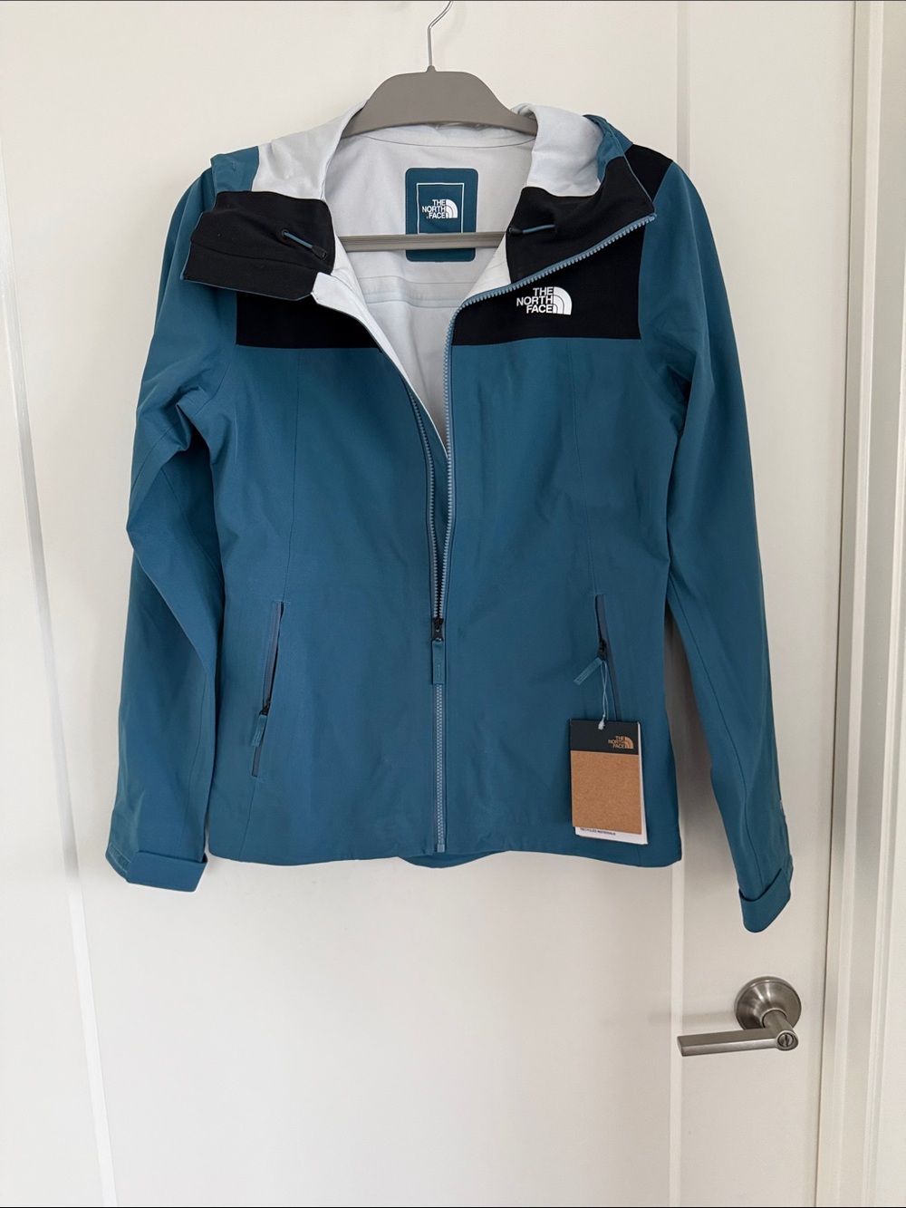 The North Face Teal and Black Hooded Shell Jacket - Women's